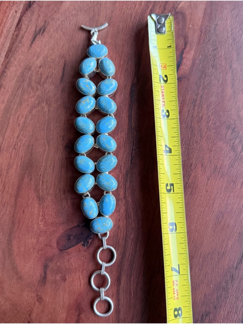 925 Sterling Silver Artisan Handmade Mohave Turquoise Flower Statement Bracelet